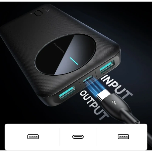 Kup Powerbank Joyroom JR-PBF12 10000mAh 12W 2.4A 2xUSB-A, USB-C czarny - JYR1046 - {ean13} - Sklep Home Screen