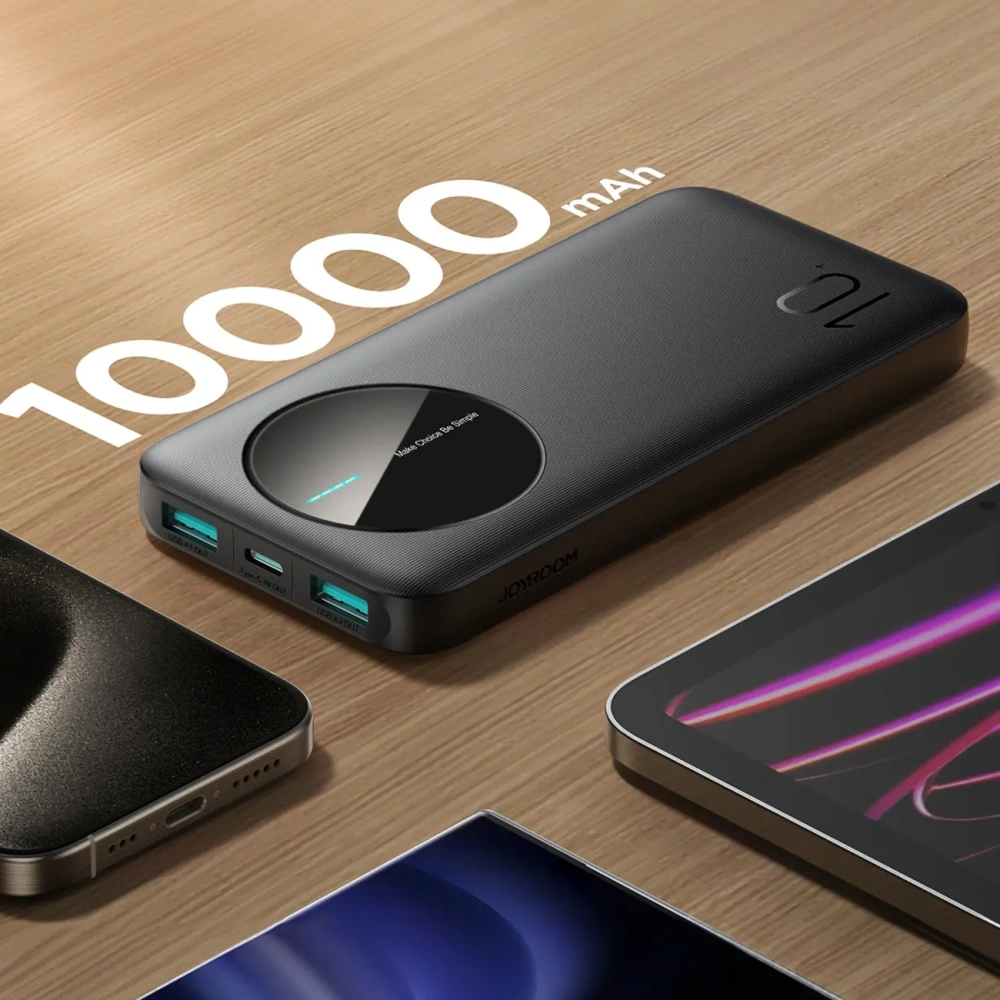 Powerbank Joyroom JR-PBF12 10000mAh 12W 2.4A 2xUSB-A, USB-C czarny