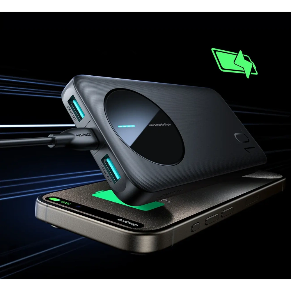 Powerbank Joyroom JR-PBF12 10000mAh 12W 2.4A 2xUSB-A, USB-C czarny