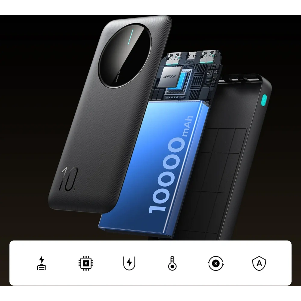 Powerbank Joyroom JR-PBF12 10000mAh 12W 2.4A 2xUSB-A, USB-C czarny