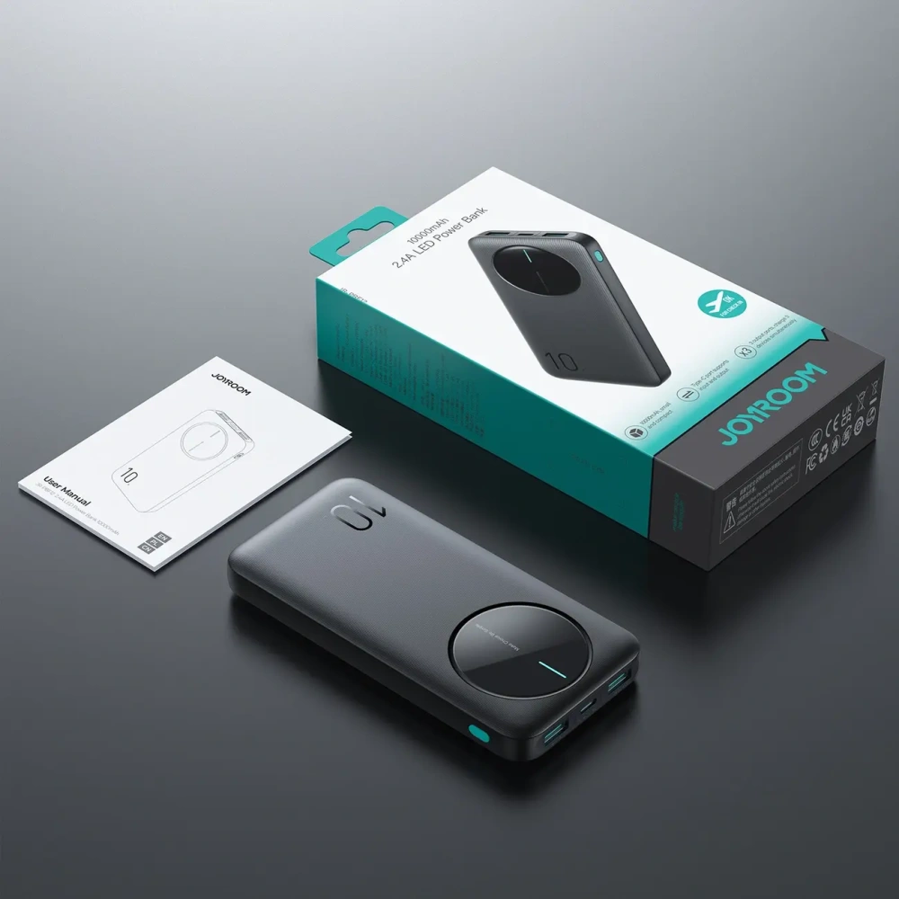 Powerbank Joyroom JR-PBF12 10000mAh 12W 2.4A 2xUSB-A, USB-C czarny