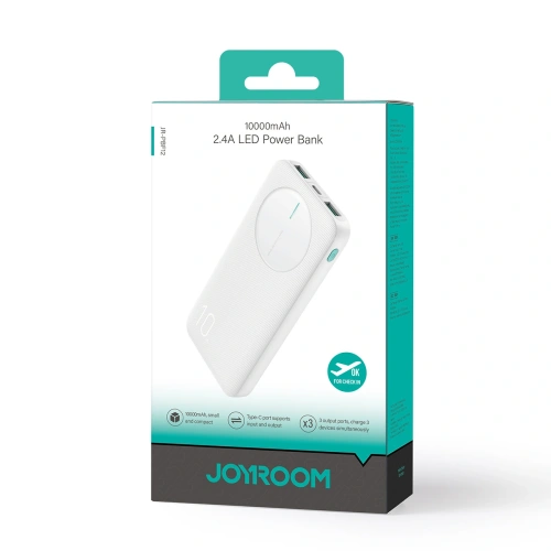 Kup Joyroom JR-PBF12 Powerbank 10000mAh 12W 2.4A 2xUSB-A, USB-C weiß - JYR1047 - {ean13} - Sklep Home Screen