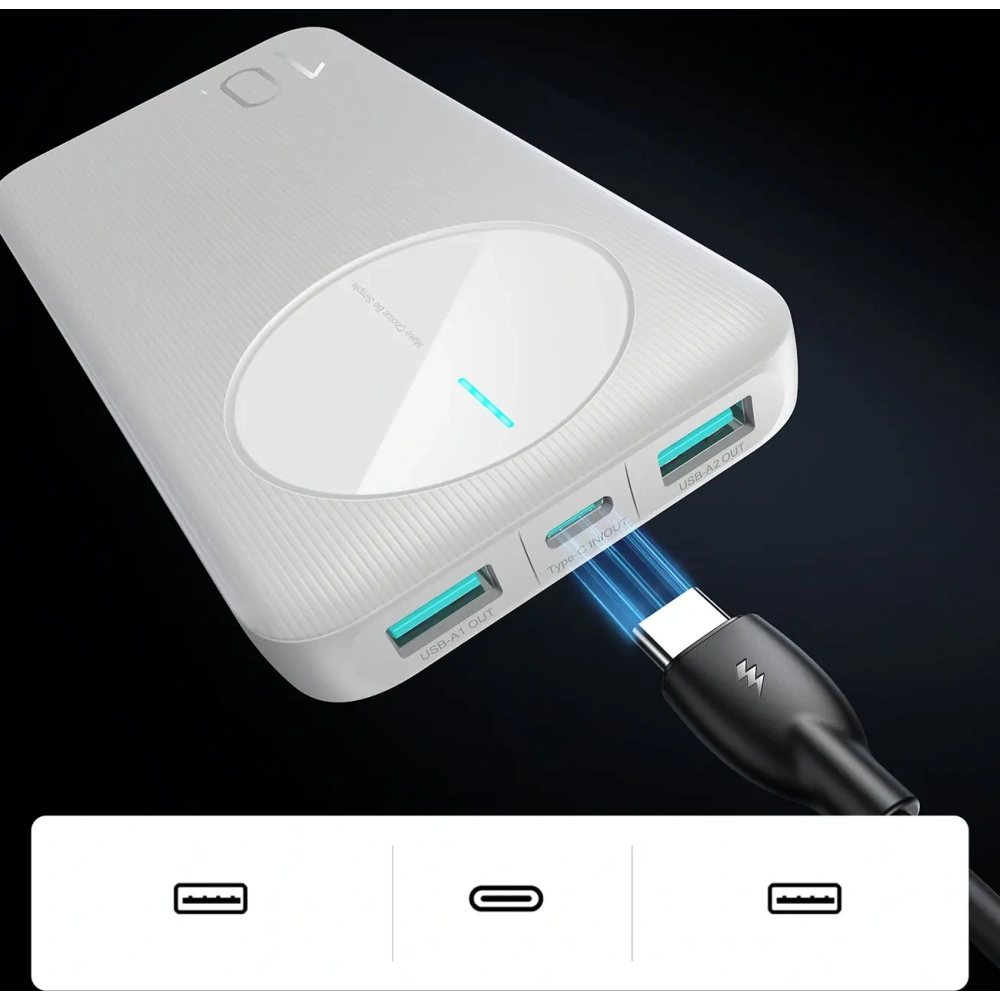 Powerbank Joyroom JR-PBF12 10000mAh 12W 2.4A 2xUSB-A, USB-C biały