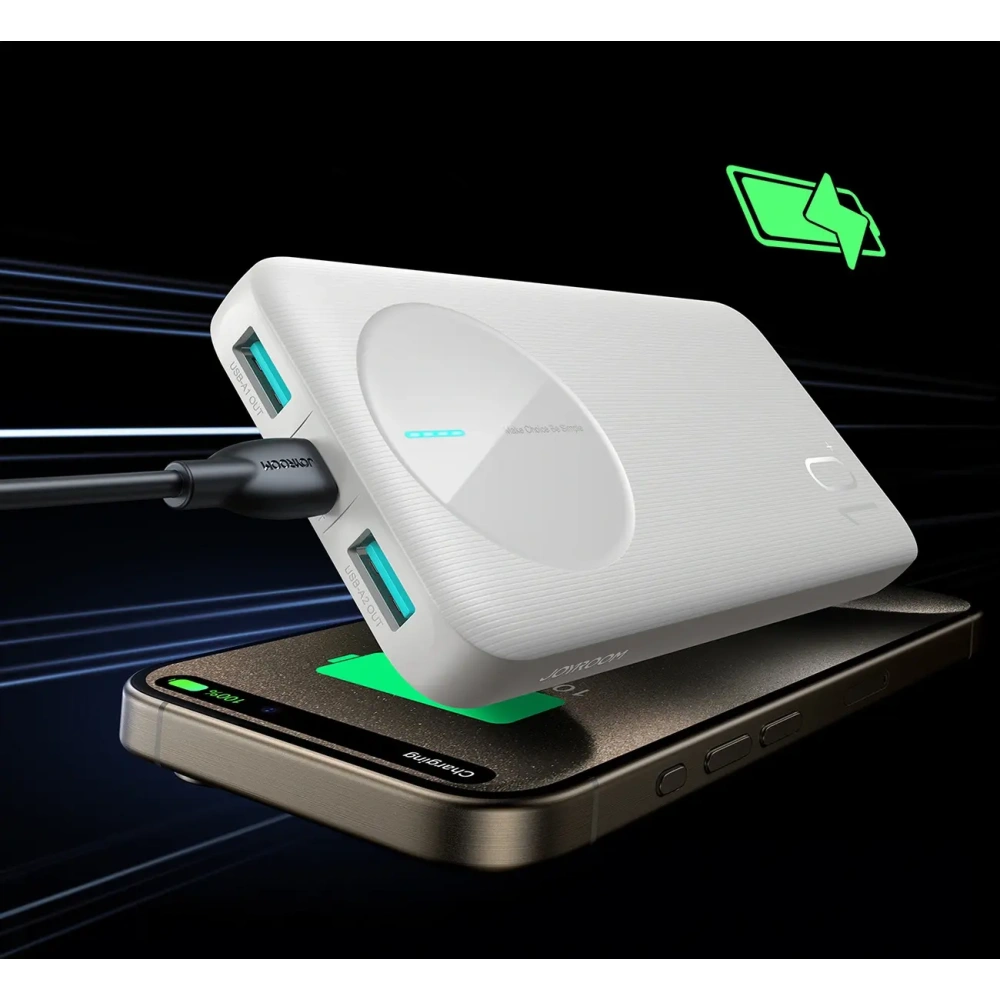 Powerbank Joyroom JR-PBF12 10000mAh 12W 2.4A 2xUSB-A, USB-C biały
