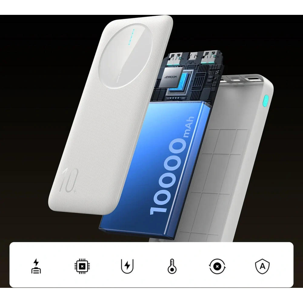 Powerbank Joyroom JR-PBF12 10000mAh 12W 2.4A 2xUSB-A, USB-C biały