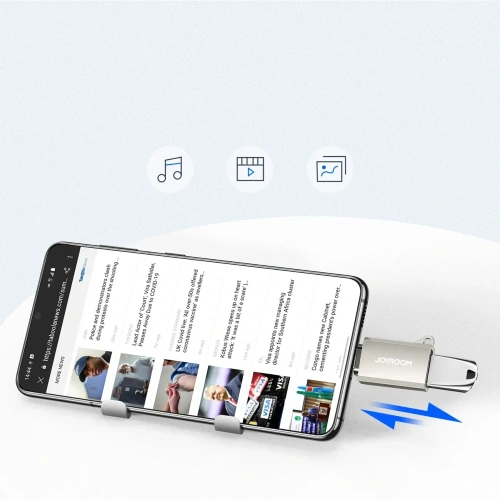 Kup Adapter Joyroom S-H151 USB-C (męski) / USB-A (żeński) z oczkiem na smycz srebrny - JYR1052 - {ean13} - Sklep Home Screen
