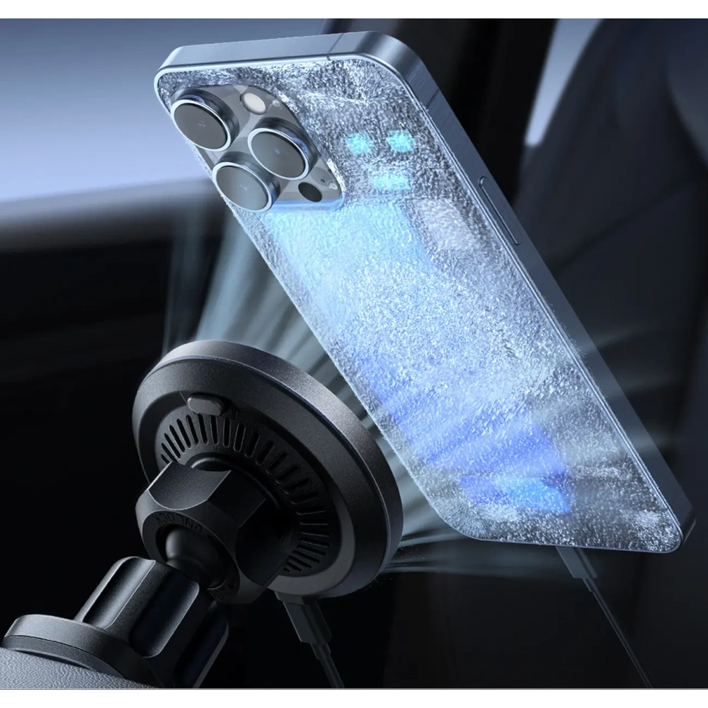 Uchwyt samochodowy z ładowarką indukcyjną MagSafe do kratki Joyroom JR-ZS387 z wentylatorem czarny