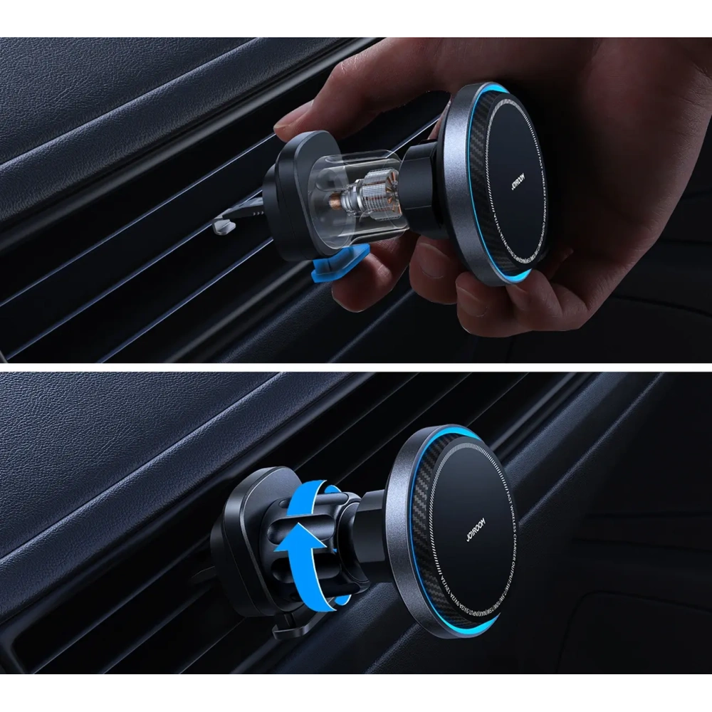 Uchwyt samochodowy z ładowarką indukcyjną MagSafe do kratki Joyroom JR-ZS387 z wentylatorem czarny