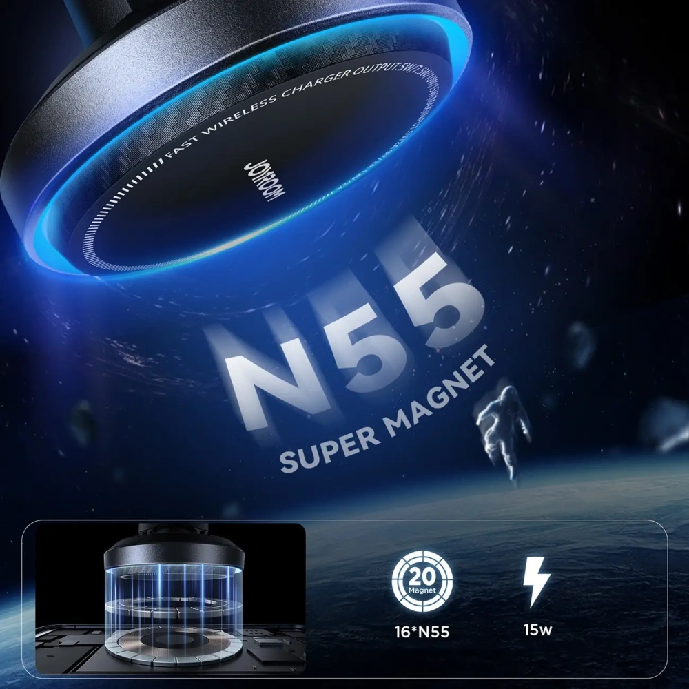 Uchwyt samochodowy z ładowarką indukcyjną MagSafe do kratki Joyroom JR-ZS387 z wentylatorem czarny