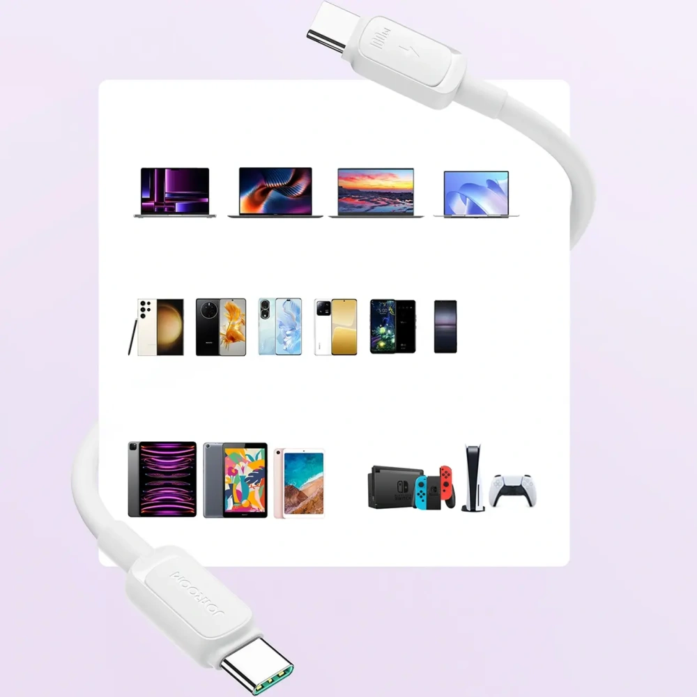 Kabel Joyroom Multi-Color Series A14 USB-C / USB-C 100W 1.2m biały