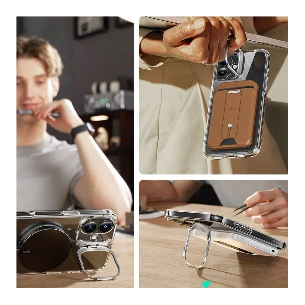 Zestaw ESR Classic Hybrid Kickstand HaloLock MagSafe & Tempered Glass Apple iPhone 16 Plus Clear