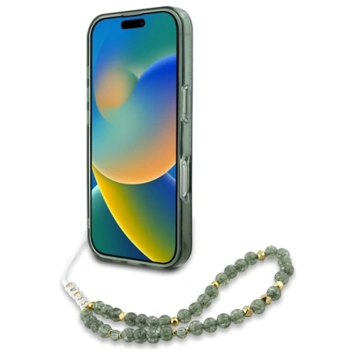 Buy Guess GUHMP16MHCPOFPA Apple iPhone 16 Plus hardcase IML Flowers Allover Electro With Pearl Strap MagSafe green - GUE3636 - {ean13} - Home Screen Store Europe
