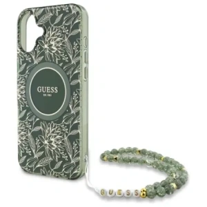 Kup Guess GUHMP16MHCPOFPA Apple iPhone 16 Plus Hartschale IML Blumen Allover Elektro mit Perlenband MagSafe grün - GUE3636 - {ean13} - Sklep Home Screen