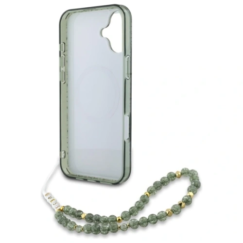 Buy Guess GUHMP16MHCPOFPA Apple iPhone 16 Plus hardcase IML Flowers Allover Electro With Pearl Strap MagSafe green - GUE3636 - {ean13} - Home Screen Store Europe