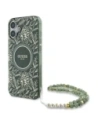 Guess GUHMP16SHCPOFPA Apple iPhone 16 Hardcase IML Blumen Allover Elektro mit Perlenriemen MagSafe grün