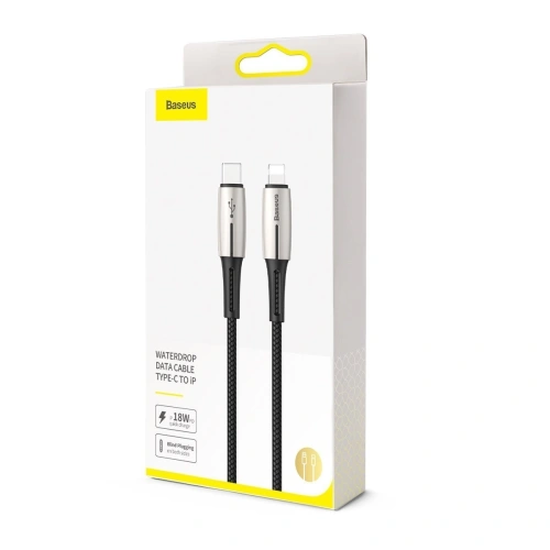 Kup Kabel USB-C do Lightning PD Baseus Waterdrop z diodą LED, 18W, 1,3m (czarny) - BSU1129BLK - {ean13} - Sklep Home Screen