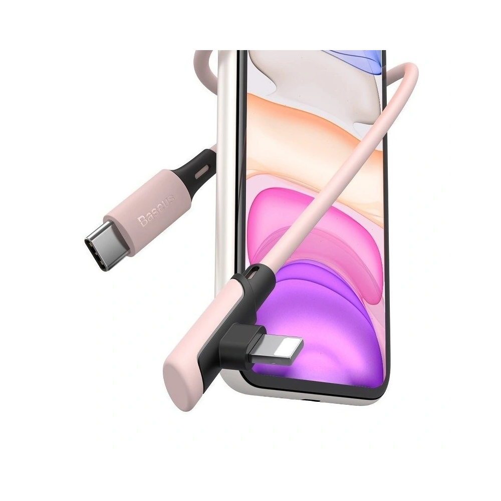 Kabel kątowy USB-C do Lightning Baseus Colourful, PD, 18W, 1.2m (różowy)