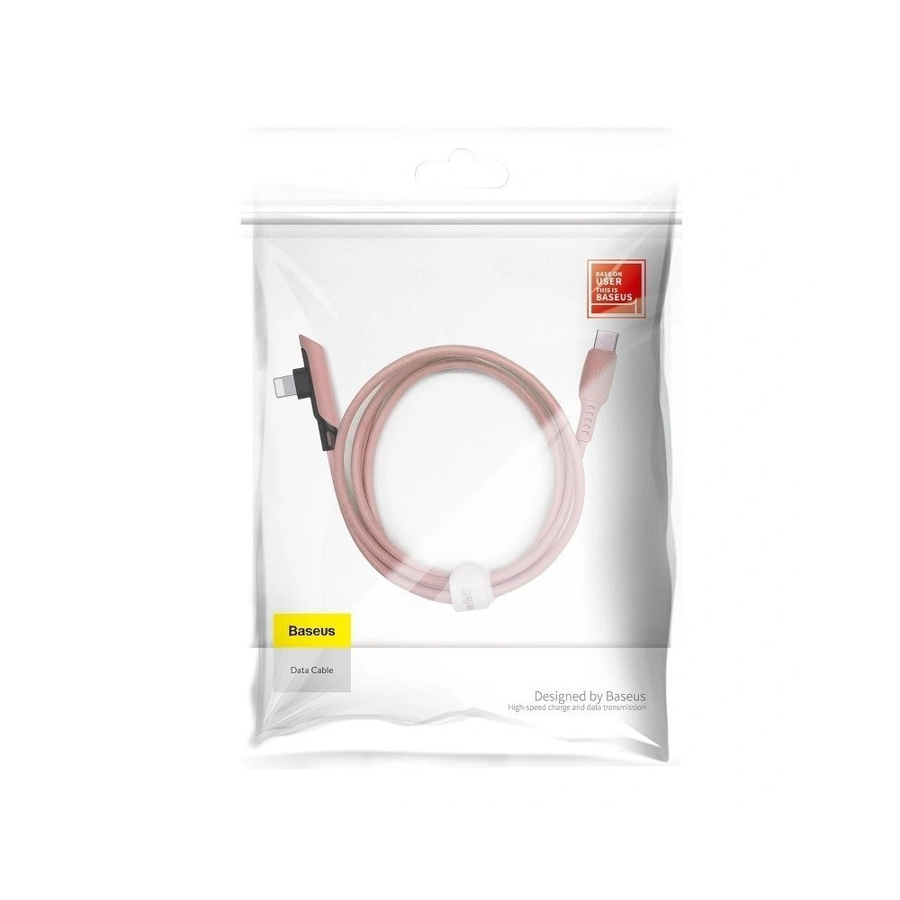 Kabel kątowy USB-C do Lightning Baseus Colourful, PD, 18W, 1.2m (różowy)
