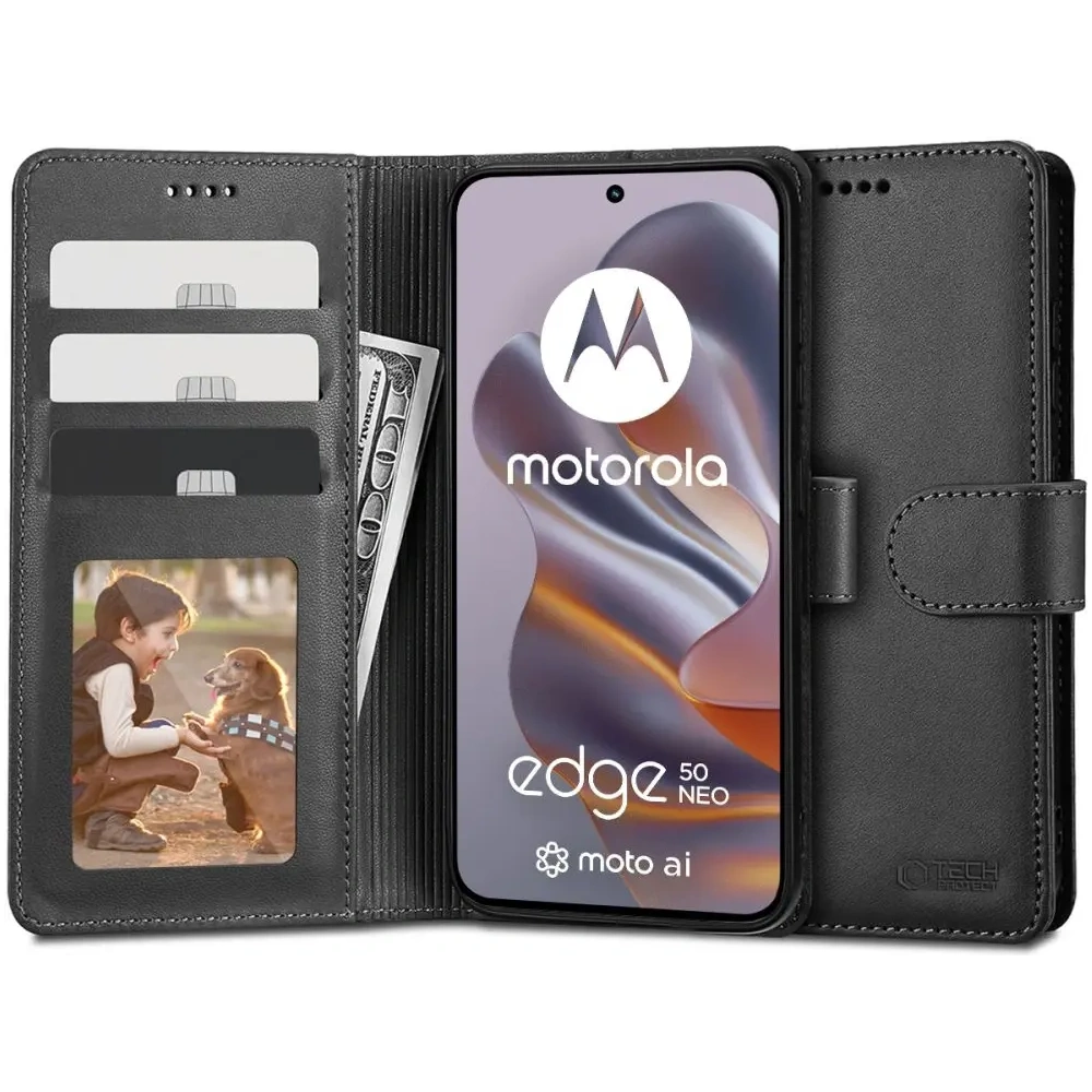 Etui Tech-Protect Wallet Motorola Edge 50 Neo Black