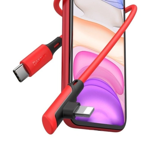 Buy Baseus Colourful Elbow Type-C to iP Cable PD 18W 1.2m Red - BSU1137RED - {ean13} - Home Screen Store Europe