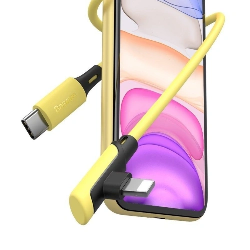 Kup Cablul unghiular USB-C la Lightning Baseus Colorat, PD, 18W, 1.2m (galben) - BSU1138YEL - {ean13} - Sklep Home Screen