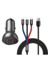 Baseus Baseus Autoladegerät mit Display 24W + USB 3in1 Kabel Drei Primärfarben 1,2m