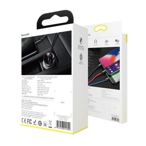 Kup Autonabíječka Baseus s displejem 24W + USB kabel 3w1 Baseus Tři primární barvy 1,2m - BSU1139 - {ean13} - Sklep Home Screen