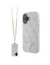 Guess GUHCP16SP4TDSCPP Apple iPhone 16 husă din piele tare cu logo din metal, strass, crossbody roz
