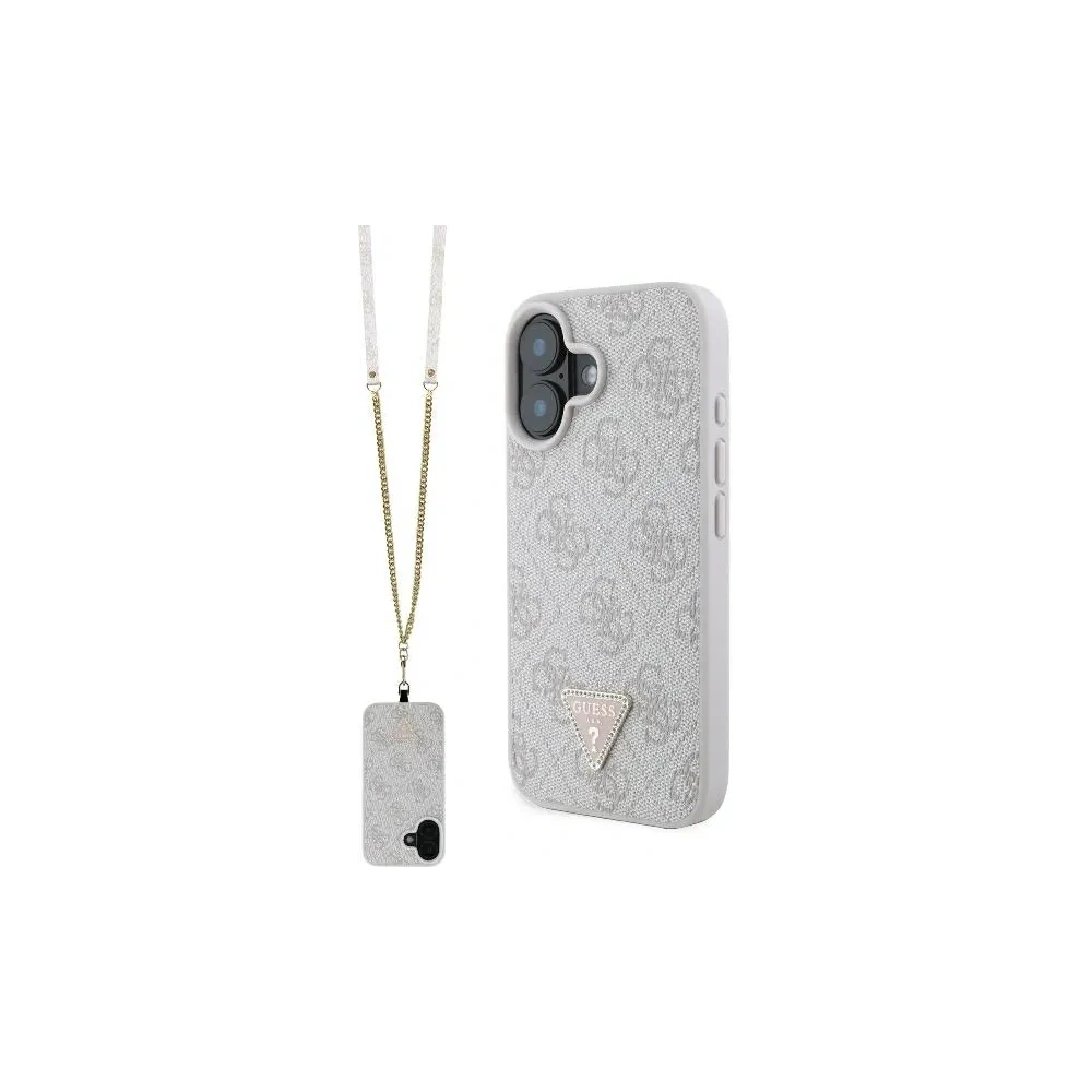 Etui Guess GUHCP16SP4TDSCPP Apple iPhone 16 hardcase Leather Metal Logo Strass Crossbody różowy/pink