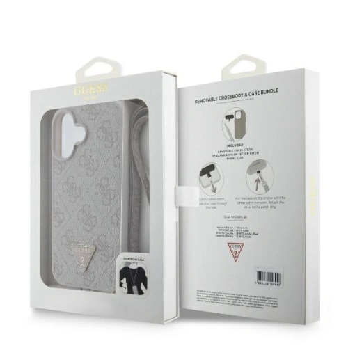 Kup Guess GUHCP16SP4TDSCPP Apple iPhone 16 husă din piele tare cu logo din metal, strass, crossbody roz - GUE004053 - {ean13} - Sklep Home Screen