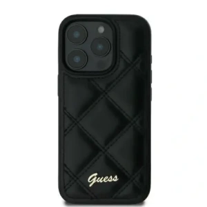Buy Guess GUHCP16SPSQSQSK Apple iPhone 16 hardcase Quiled Metal Logo black - GUE004048 - {ean13} - Home Screen Store Europe