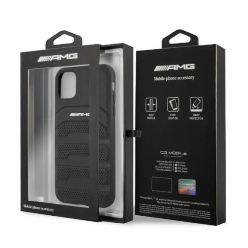 Kup AMG AMHCN61GSEBK Apple iPhone 11 / XR Hartschale Leder mit geprägten Linien schwarz - MRS100 - {ean13} - Sklep Home Screen