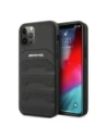 AMG AMHCP12LGSEBK Apple iPhone 12 Pro Max carcasă din piele cu liniile debossate neagră