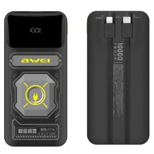 Kup Powerbank AWEI P77K 10000mAh 22.5W s vestavěnými kabely Lightning, USB-C černý/black - AWEI228 - {ean13} - Sklep Home Screen