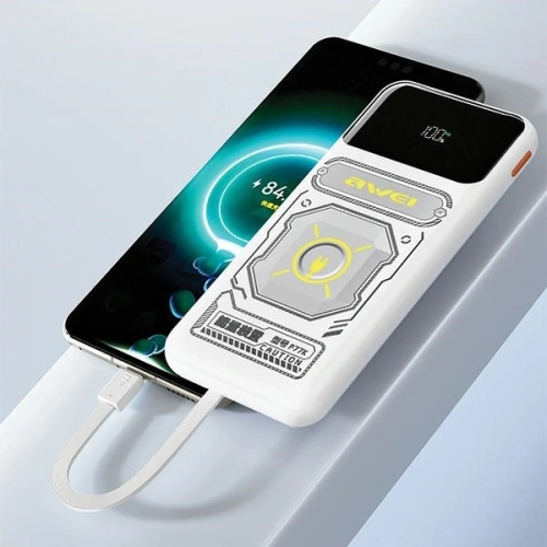 Kup AWEI P77K 10000mAh 22,5W Powerbank mit integriertem Lightning- und USB-C-Kabel in Schwarz - AWEI228 - {ean13} - Sklep Home Screen
