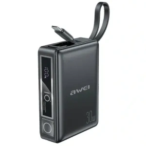Kup Powerbanka AWEI P87K 10000mAh 30W s vestavěným kabelem USB-C černá/black - AWEI229 - {ean13} - Sklep Home Screen