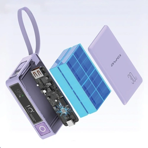 Kup Powerbank AWEI P87K 10000mAh 30W z wbudowanym kablem USB-C czarny/black - AWEI229 - {ean13} - Sklep Home Screen