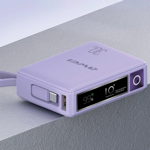 Kup Powerbank AWEI P87K 10000mAh 30W z wbudowanym kablem USB-C czarny/black - AWEI229 - {ean13} - Sklep Home Screen
