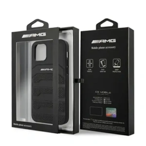 Kup AMG AMHCP12SGSEBK Apple iPhone 12 mini Hartschale Leder Prägung Linien schwarz - MRS108 - {ean13} - Sklep Home Screen