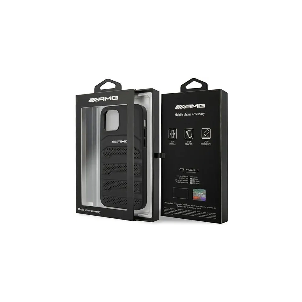 Etui AMG AMHCP12SGSEBK Apple iPhone 12 mini hardcase Leather Debossed Lines czarny/black