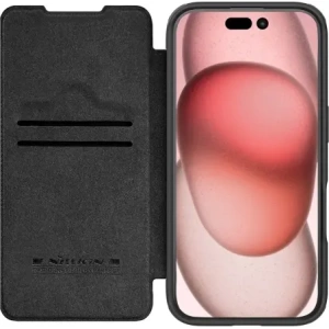 Kup Etui Nillkin Qin Prop Leather Case Apple iPhone 16 Pro Max czarne - NLK1608 - {ean13} - Sklep Home Screen
