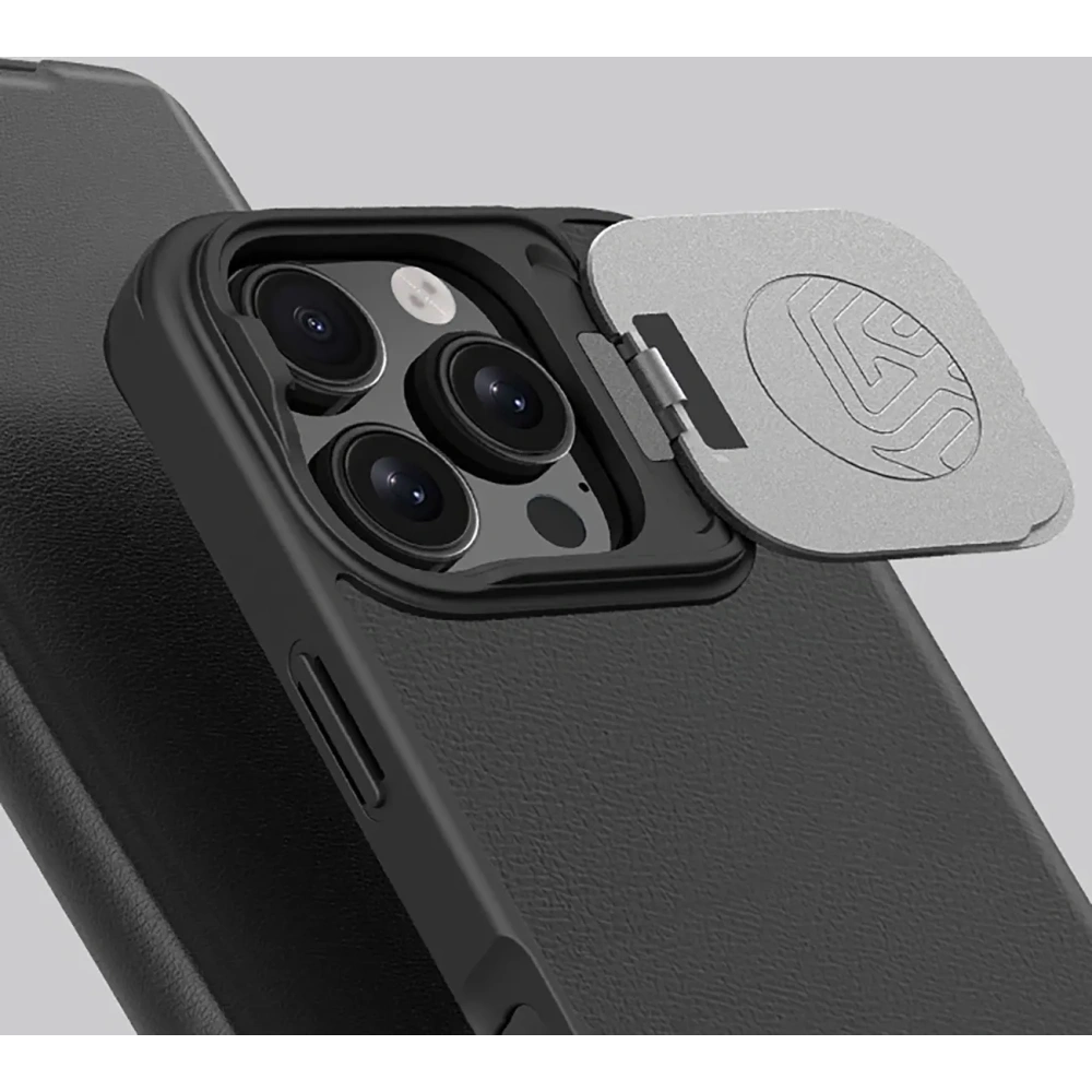 Etui Nillkin Qin Prop Leather Case Apple iPhone 16 Pro Max czarne