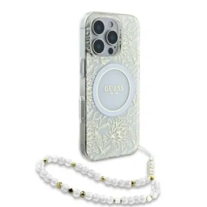 Kup Etui Guess GUHMP16LHCPOFPH Apple iPhone 16 Pro hardcase IML Flowers Allover Electro S perl straps MagSafe bílý/white - GUE003947 - {ean13} - Sklep Home Screen