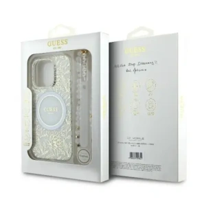 Kup Etui Guess GUHMP16LHCPOFPH Apple iPhone 16 Pro hardcase IML Flowers Allover Electro With Pearl Strap MagSafe biały/white - GUE003947 - {ean13} - Sklep Home Screen