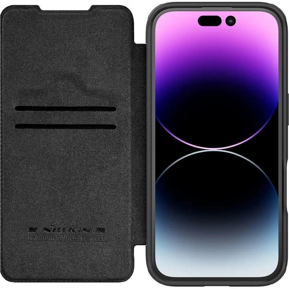 Etui Nillkin Qin Prop Leather Case Apple iPhone 16 czarne