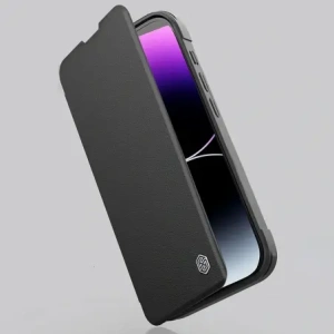 Kup Etui Nillkin Qin Prop Leather Case Apple iPhone 16 czarne - NLK1610 - {ean13} - Sklep Home Screen
