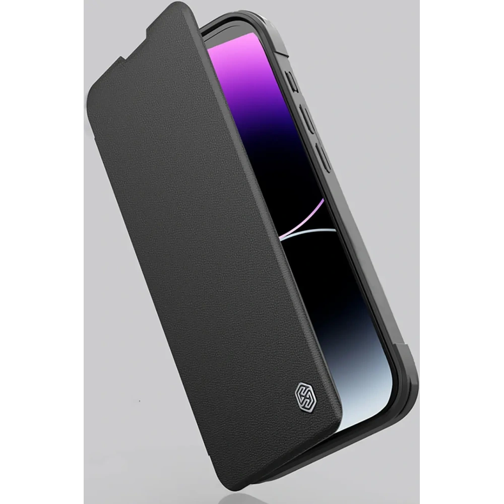 Etui Nillkin Qin Prop Leather Case Apple iPhone 16 czarne