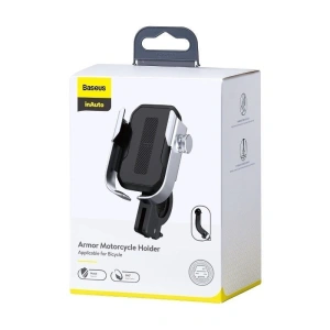 Baseus Telefonhalter Armor für Motorrad / Fahrrad / Roller / Scooter (silber)