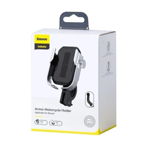 Kup Baseus Telefonhalter Armor für Motorrad / Fahrrad / Roller / Scooter (silber) - BSU1166SLV - {ean13} - Sklep Home Screen