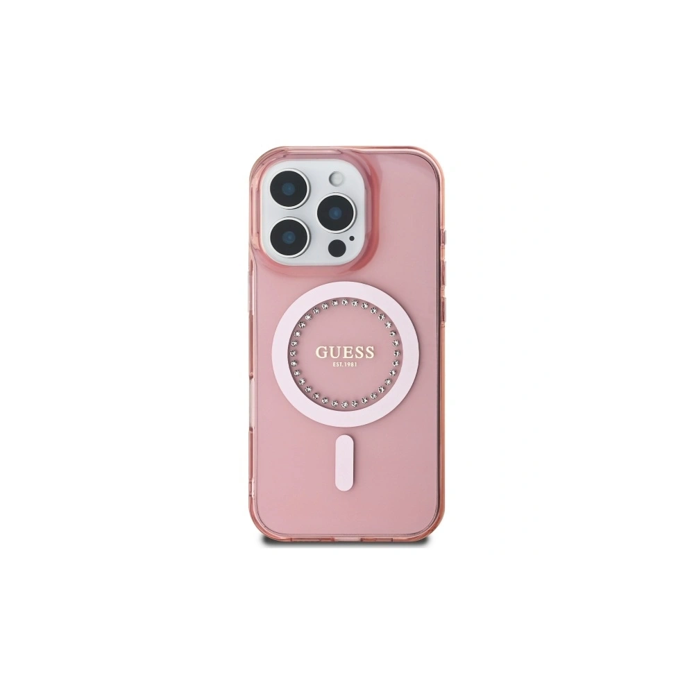 Etui Guess GUHMP16LPFTDTEP Apple iPhone 16 Pro hardcase IML Rhinestones MagSafe różowy/pink